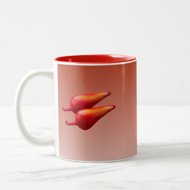 2 Couleurs Red Chili Peppers rouge tasse à deux tons (Gauche)