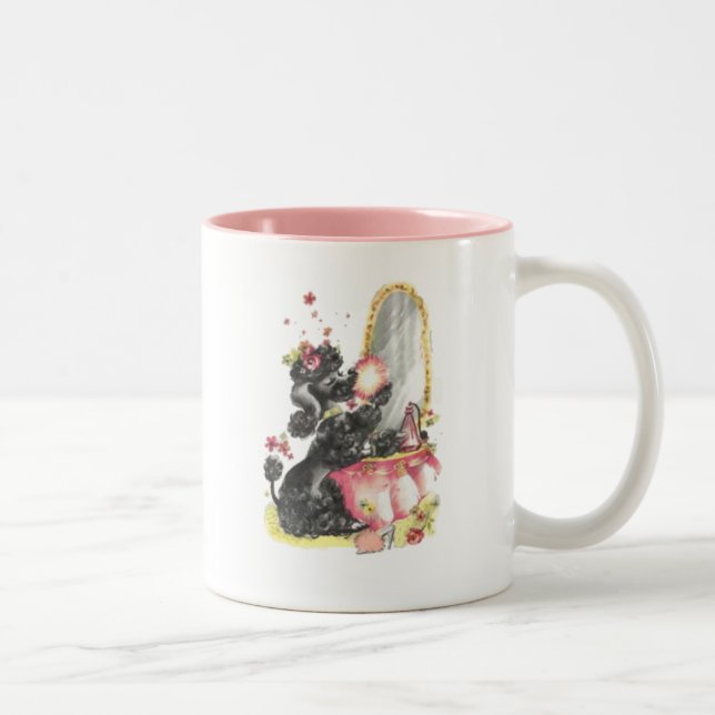 2 Couleurs Rétro tasse de caniche (Droit)