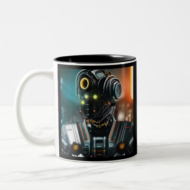 2 Couleurs Robot 3 noir tasse à deux tons (Gauche)