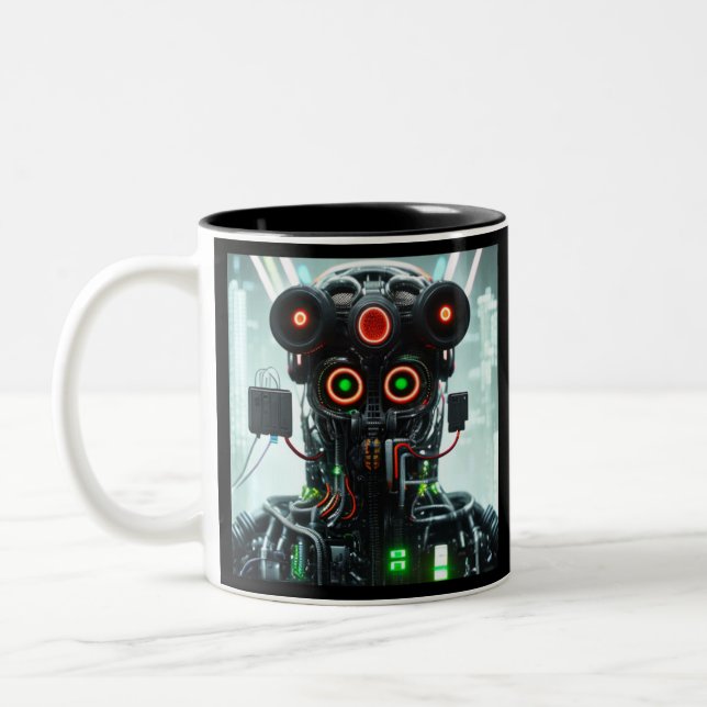 2 Couleurs Robot 5 noir tasse à deux tons (Gauche)