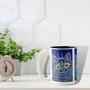 2 Couleurs Royal bleu Kaleidoscope Tasse de chat