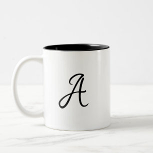 2 Couleurs simple lettre initiale monogramme logo café tasse