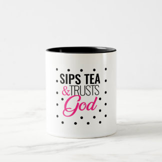 2 Couleurs "Sirote le thé et tasse de café inspirée fait