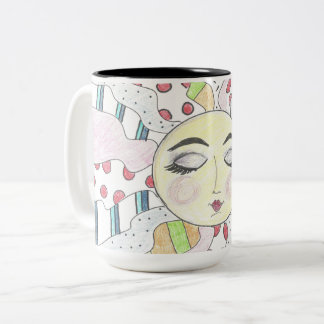 2 Couleurs Soleil coloré et paisible - Tasse à café à deux to