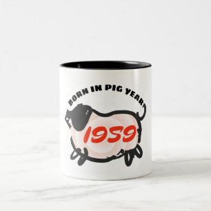 2 Couleurs Soutenu dans la tasse 1959 chinoise de zodiaque de