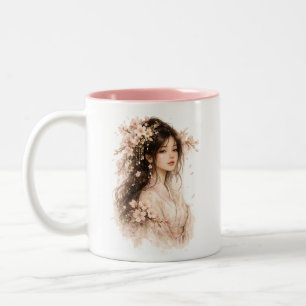 2 Couleurs Tasse à aquarelle de la dame de la floraison des c