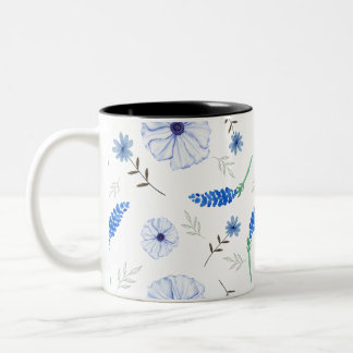2 Couleurs Tasse à aquarelle Fleur Bleue Sauvage