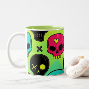2 Couleurs Tasse à café à motif de crâne