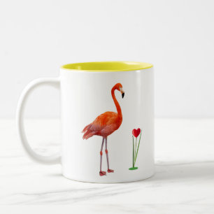 2 Couleurs Tasse à café bicolore Flamant Rose & Monogramme