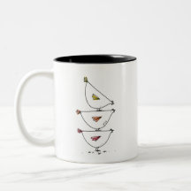 Tasse à café bicolore Poules Empilées