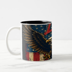 2 Couleurs Tasse à café Drapeau Américain Patriotique Fierté