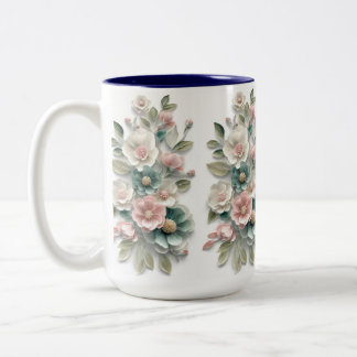 2 Couleurs Tasse à café en art floral élégant