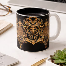 Tasse à café en marbre noir et or de luxe | Élégan