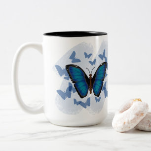 2 Couleurs Tasse à café - Papillon Bleu
