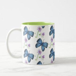 2 Couleurs Tasse à café Papillon et Fleur