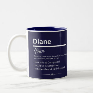 2 Couleurs Tasse à café personnalisée avec le prénom Diane et