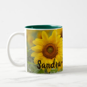 2 Couleurs Tasse à café personnalisée avec tournesols