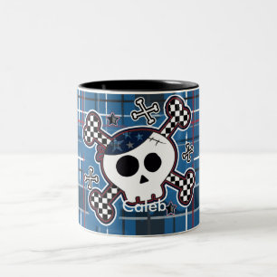 2 Couleurs Tasse à café pour garçons crâne et os à carreaux b