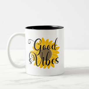 2 Couleurs Tasse à café Tournesol Bonnes Vibrations