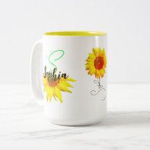 Tasse à café Tournesol Unique (Nom, Cadeau Monogra