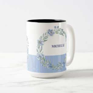 2 Couleurs Tasse à couronne florale personnalisée 