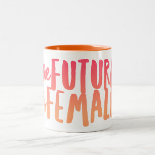 2 Couleurs Tasse à deux tons 11 oz 'Le Futur est Féminin'