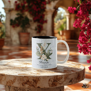 2 Couleurs Tasse à monogramme floral Boho Chic - Le cœur nobl