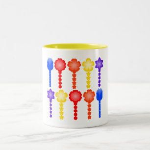 2 Couleurs Tasse à motif floral abstrait vibrant
