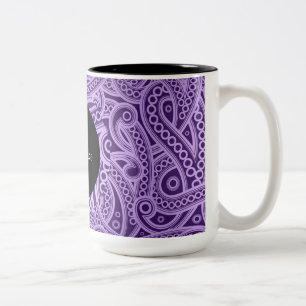 2 Couleurs Tasse à motif paisley violet funky personnalisé