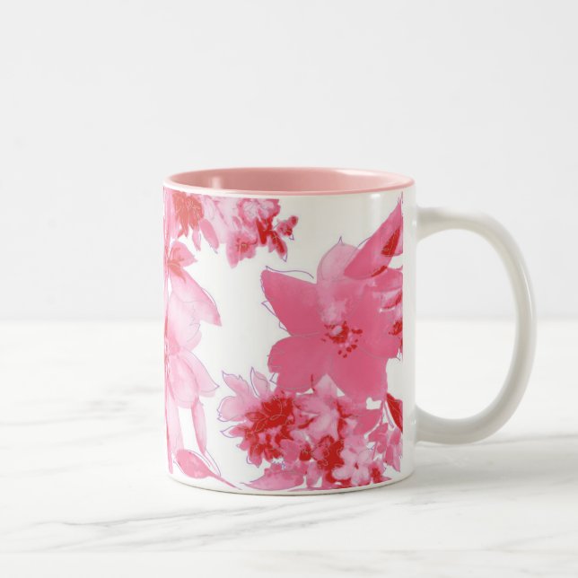 2 Couleurs Tasse artistique fleur rose (Droit)