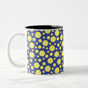2 Couleurs Tasse aux cercles jaunes funky géométriques