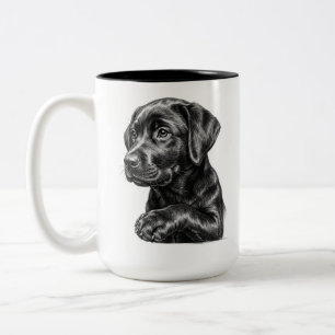 2 Couleurs Tasse avec croquis de chiot Black Lab Cadeau att