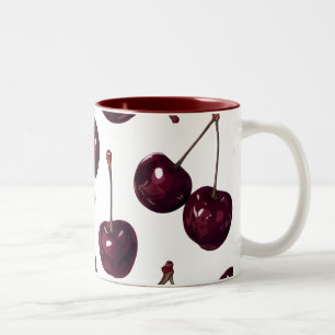 2 Couleurs Tasse bicolore à motif élégant de cerise rouge fon