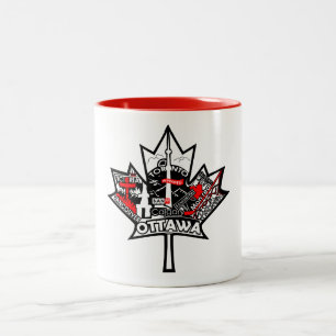 2 Couleurs Tasse blanche avec la feuille d'érable de la