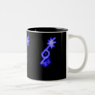 2 Couleurs Tasse bleue au néon de signature d'écho