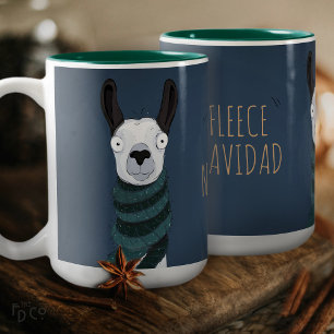 2 Couleurs Tasse Bleue Grise 'Fleece Navidad' Llama Drôle et