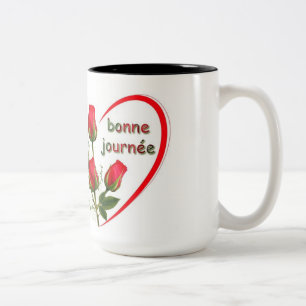 2 Couleurs Tasse Bonne journée avec Rose