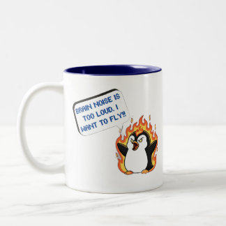 2 Couleurs Tasse bruit de cerveau de pingouin qui hurle trop