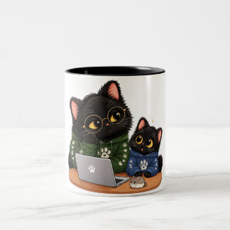 2 Couleurs Tasse cadeau pour programmeur de chat noir drôle