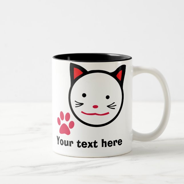 2 Couleurs Tasse chanceuse personnalisée de chat (Droit)