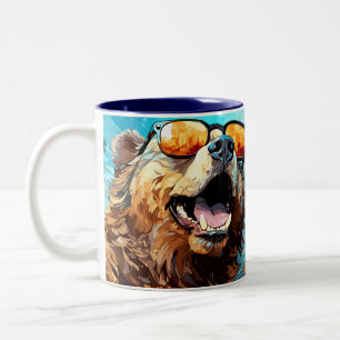 2 Couleurs Tasse Chien Cool Coloré Avec Lunettes de Soleil Vi