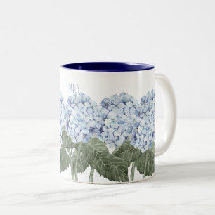 2 Couleurs Tasse Contraste Fleurs Bleues d'Hortensia