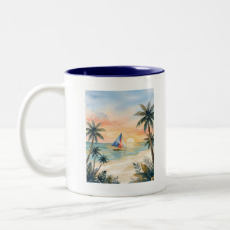 2 Couleurs Tasse coucher de soleil sur la plage de Boracay au