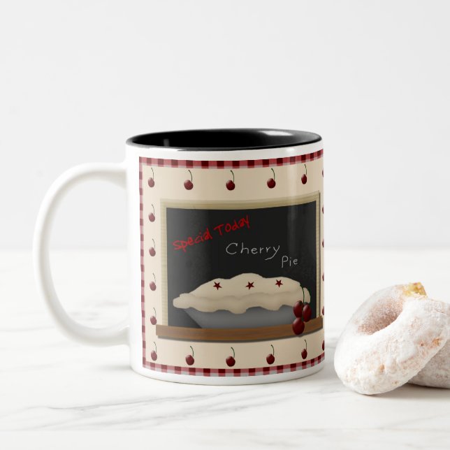 2 Couleurs Tasse Country Style Cherry Pie (Avec donut)