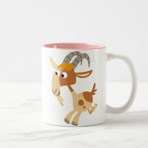 2 Couleurs Tasse courante de chèvre de bande dessinée
