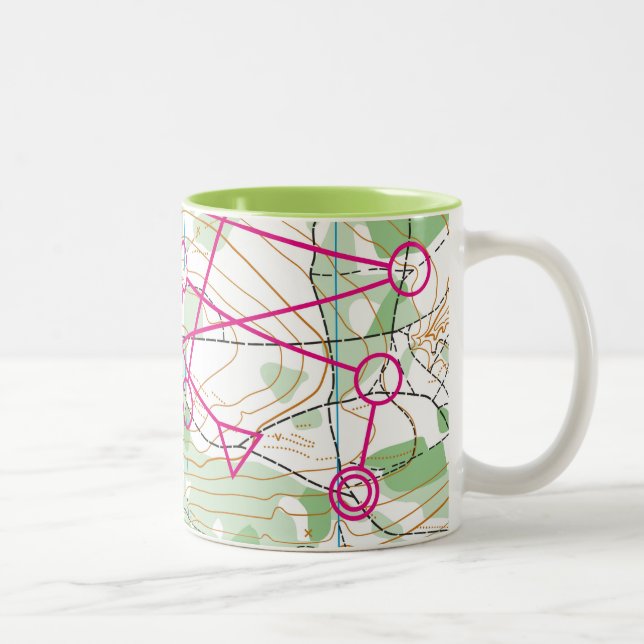 2 Couleurs Tasse - cours de course d'orientation (Droit)