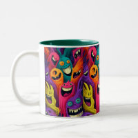 Tasse Créature de Dessin Animé Abstrait Vibrant