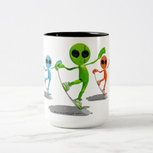 2 Couleurs Tasse d'aliens de snowboarding