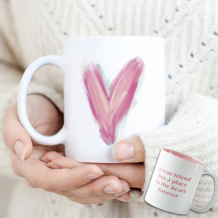2 Couleurs Tasse d'amitié à cœur rose abstrait fantaisiste