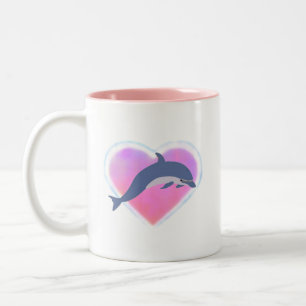 2 Couleurs Tasse d'amour de dauphin